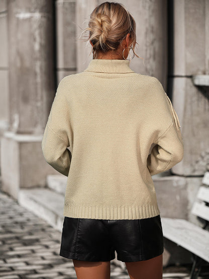 Autumn Breeze Fringe Trim Sweater - Beige