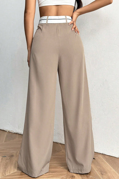Contrast Comfort Relaxed Wide Leg Pants
