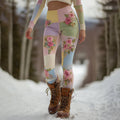 Women's Vintage Floral Patchwork Art Cozy Knit Leggings elevenforest