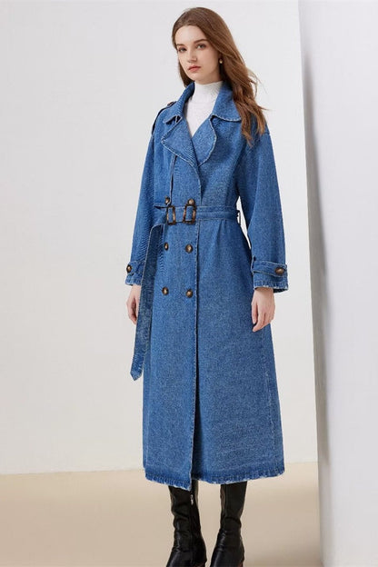 Denim Long Line Duster Overcoat