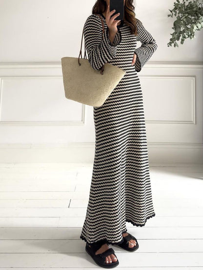 Relax My Way Stripe Sweater Maxi Dress