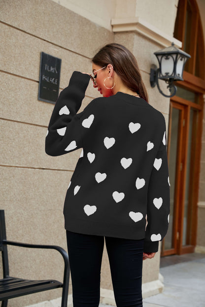 Heart Letter Oversized Pullover Knit Sweater