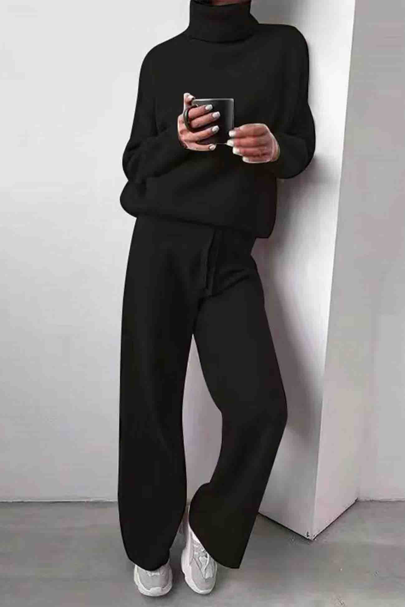 Turtleneck Long Sleeve Long Pant Knitted Set