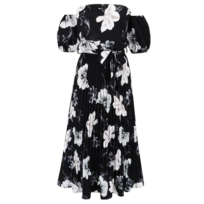 Rosalie Off the Shoulder Plisse Maxi Dress - Black