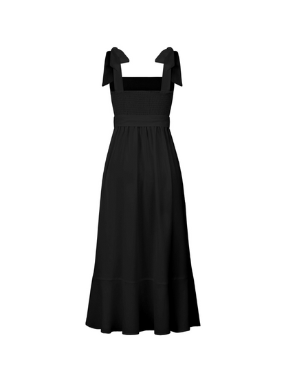 Avianca Shoulder Tie Bridal Midi Dress - Black
