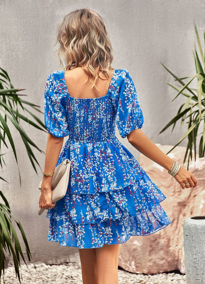 Think Garden Printed Mini Dress - Blue