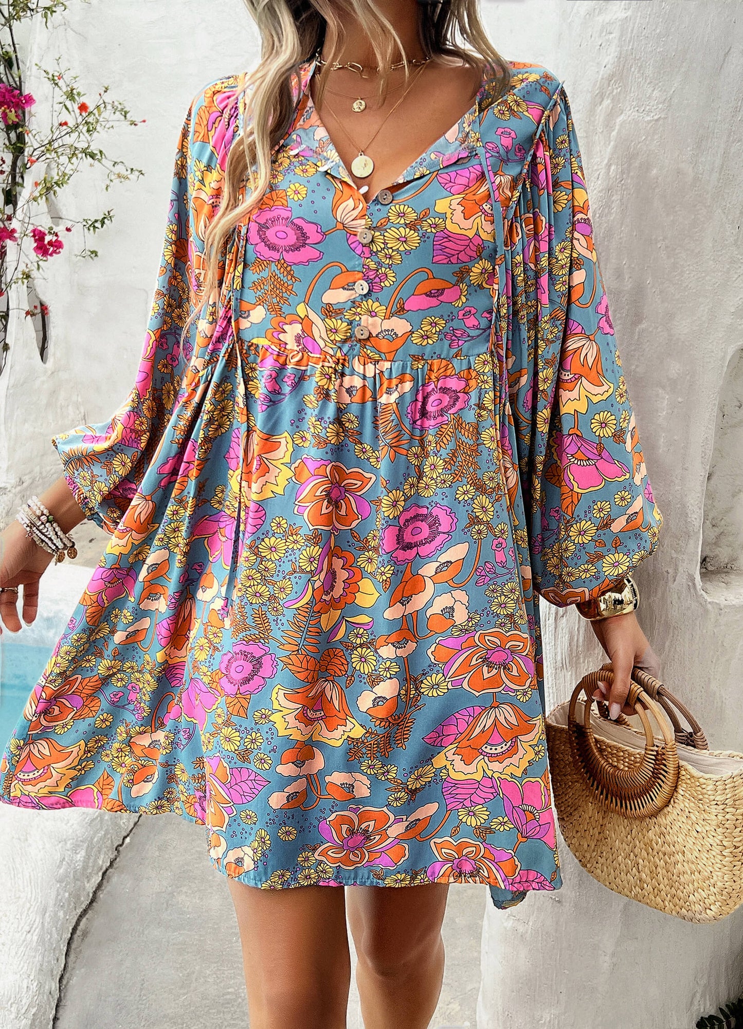 Athena Mini Dress - Blue