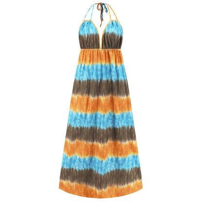 Beach Paradise Tie-dye Maxi Dress - Blue