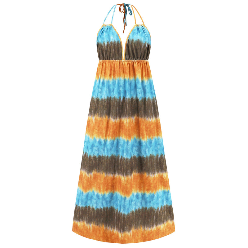 Beach Paradise Tie-dye Maxi Dress - Blue