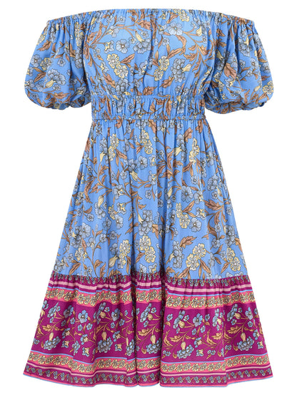 Ashlyn Off-shoulder Mini Dress - Blue