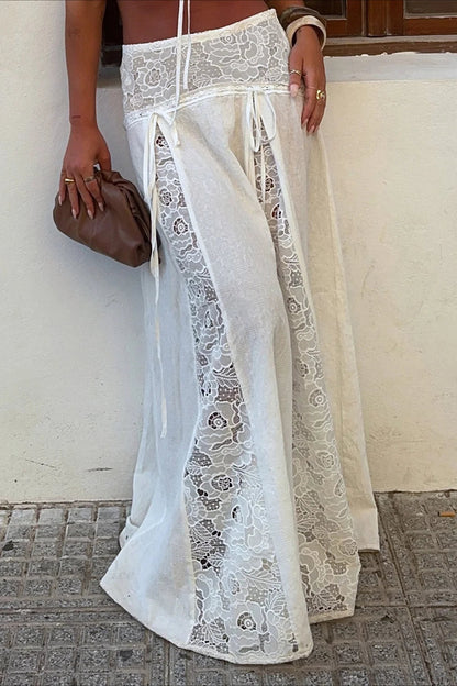Lace Patchwork Maxi Skirt