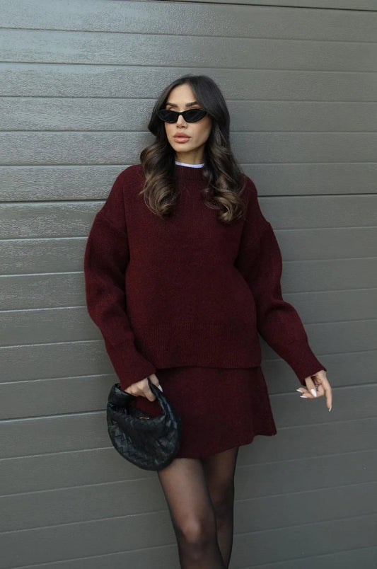 Cozy Knit Skirt Suit
