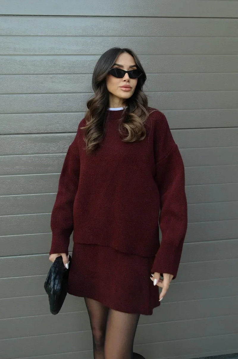 Cozy Knit Skirt Suit