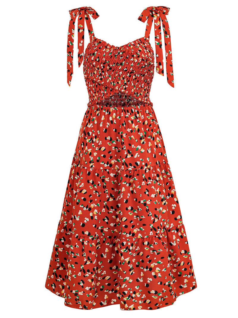 Timeless Beauty Cutout Midi Dress - Brick