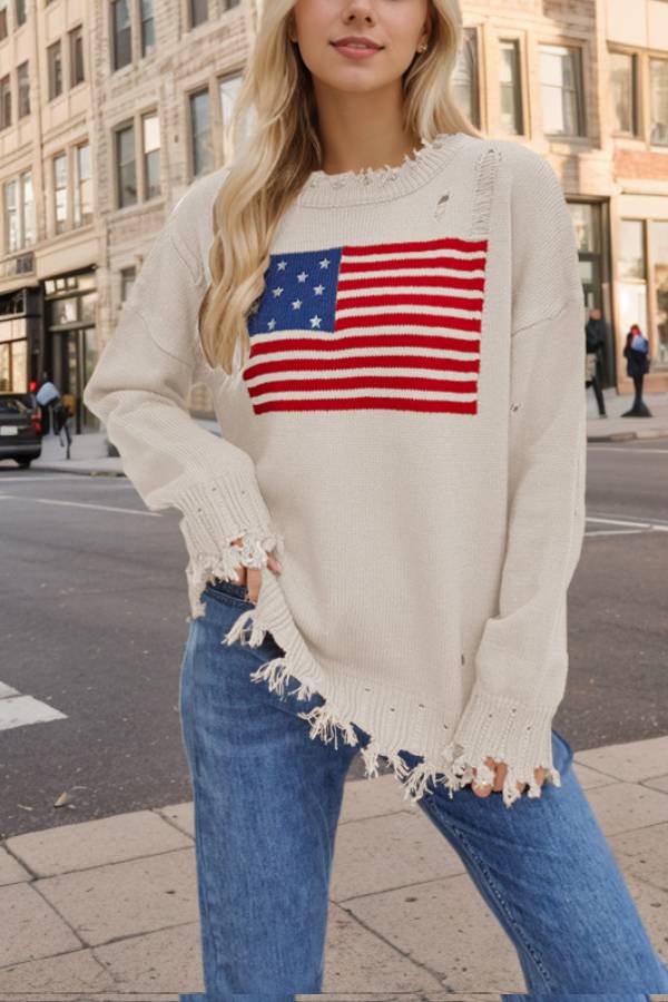 Round Neck Flag Sweater