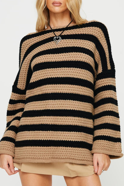 Striped Knit Loose Sweater