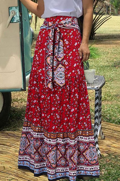 Relaxed Swing Bow Loose Pleated Skirt