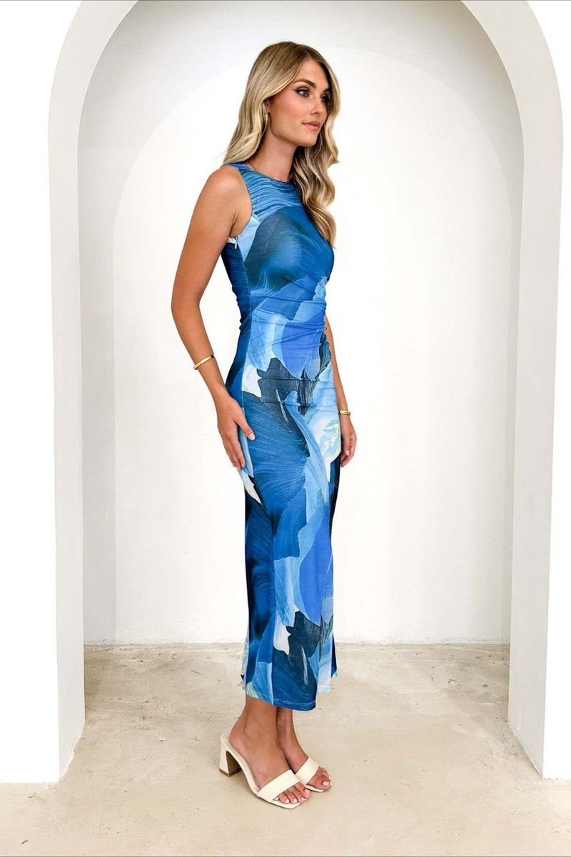 Print Waist Slimming Maxi Dress