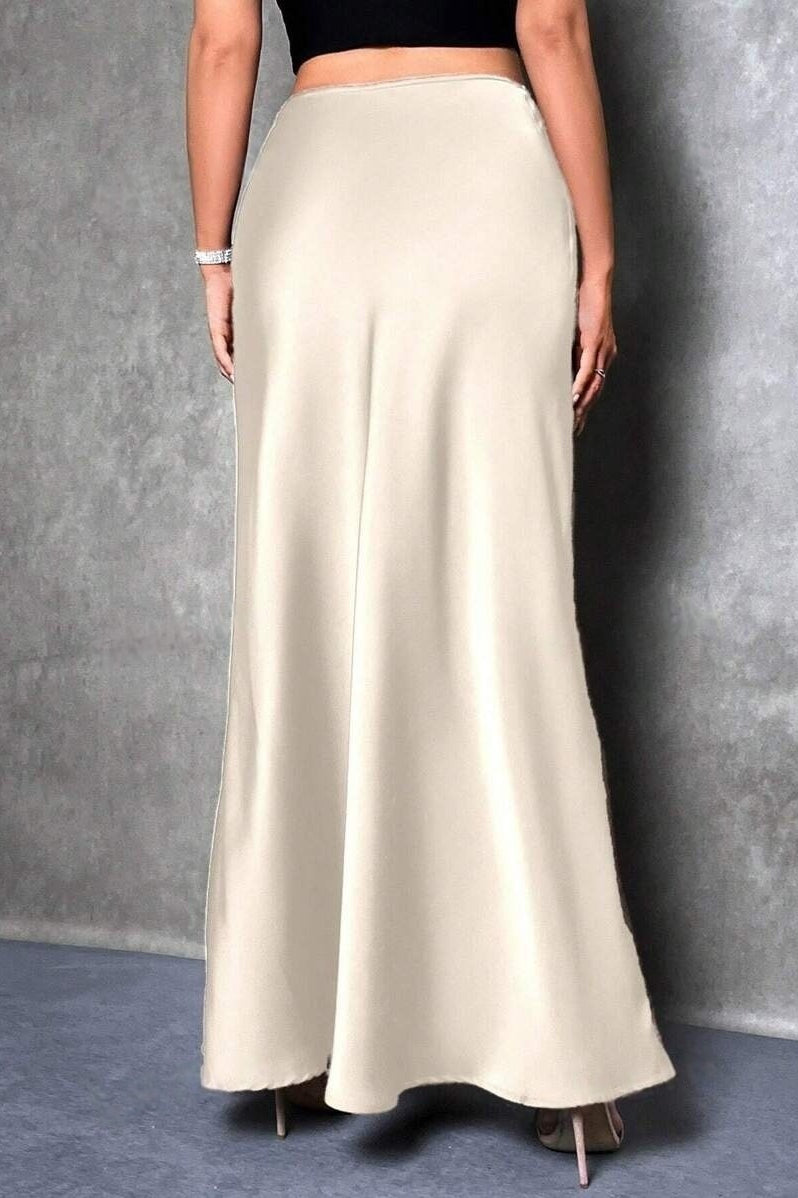 Silky High Waist Satin Maxi Skirt