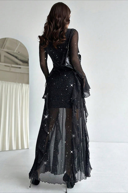 Ruffled Mermaid Maxi Dress