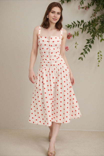Polka Dot Cami Bodycon Maxi Dress