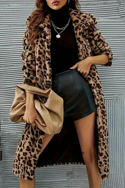 Leopard Print Fluffy Loose Mid-length Coat