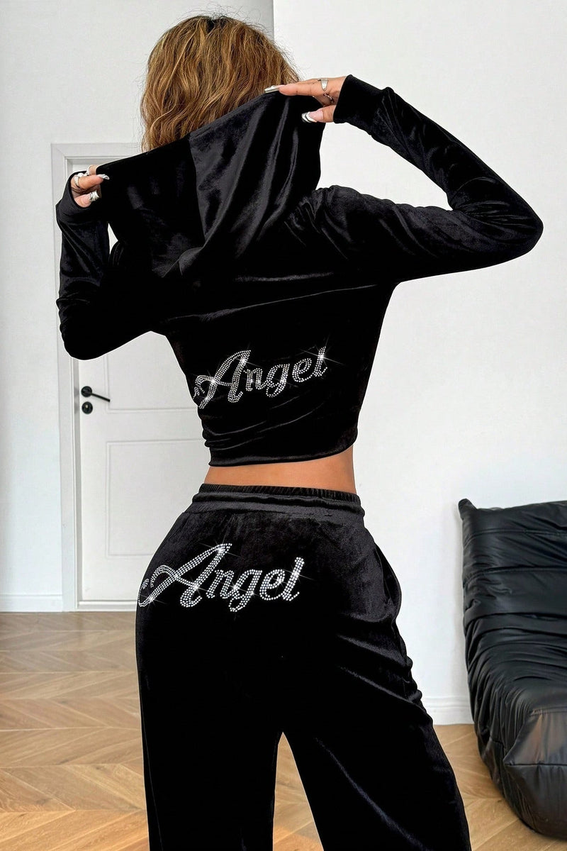 Relaxed Crystal Crop Two Piece Set