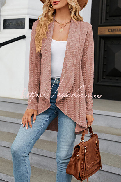 Long Sleeve Color Ruffle Loose Cardigan