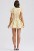 Buttercup Print Pleated Cotton Mini Dress