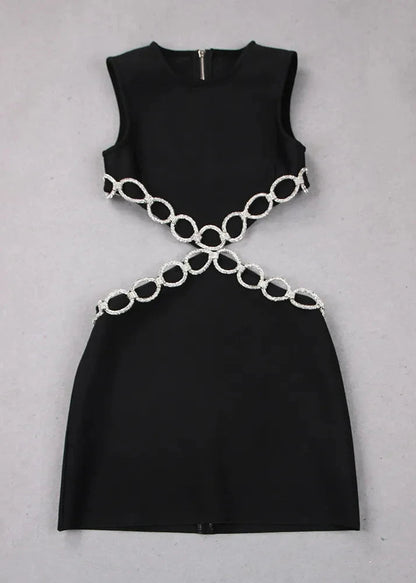 Rhinestone-embellished Cut-out Bandage Dress