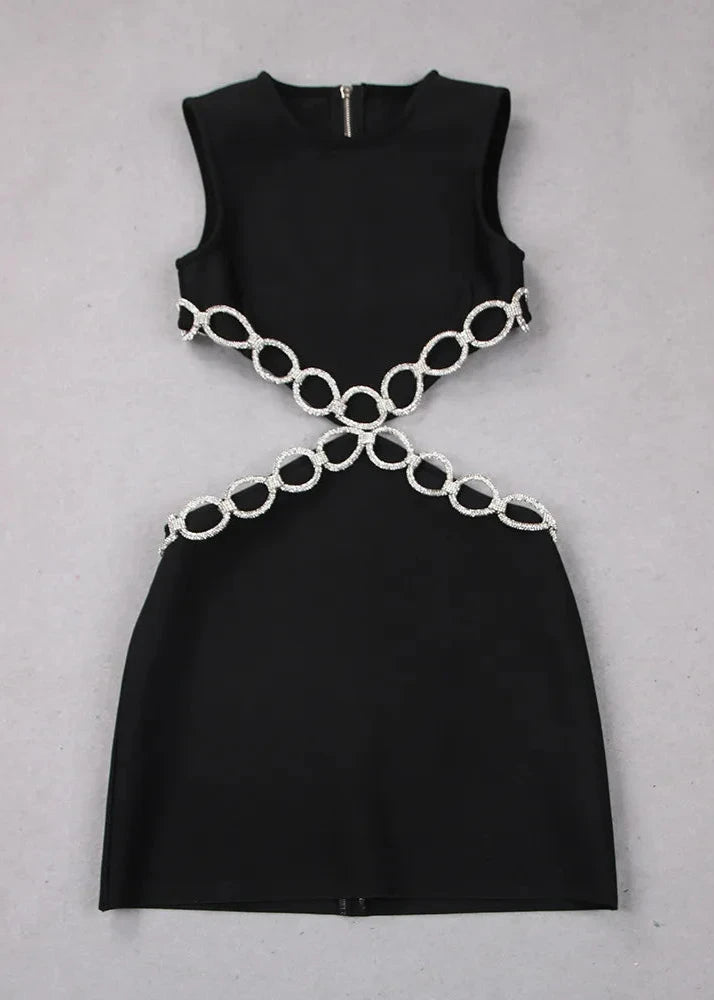 Rhinestone-embellished Cut-out Bandage Dress
