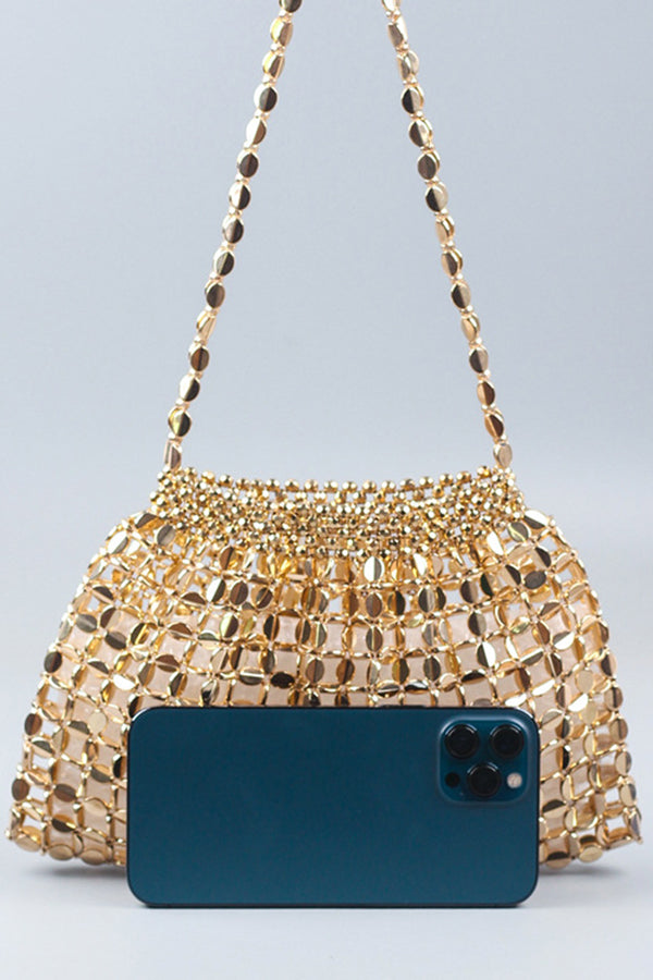 Handmade Flat Beaded Beaded Woven Handbag Bag