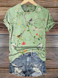 Vintage Floral Art Print Casaul Short Sleeve T-shirt