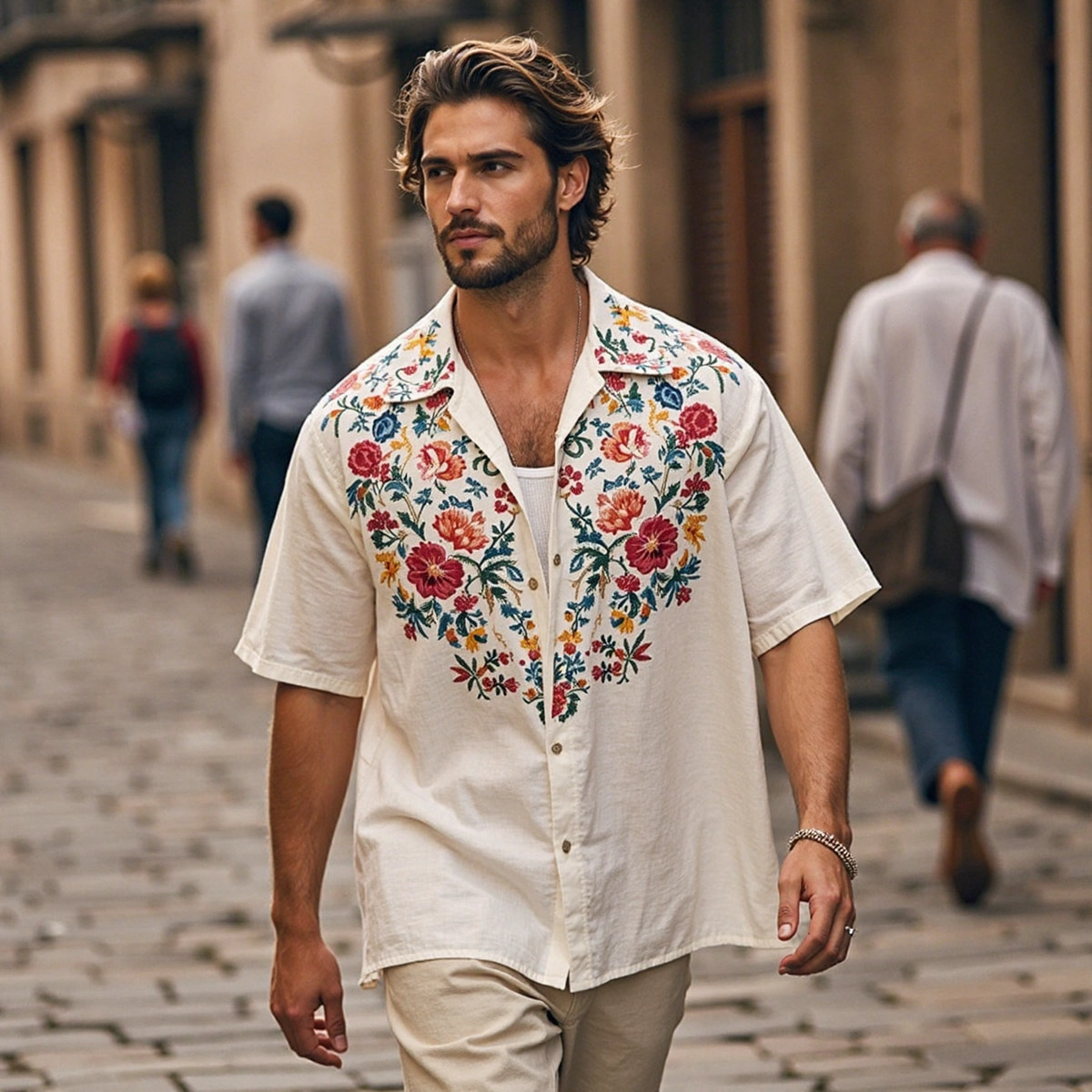 Men's Bohemian Resort Linen Shirt elevenforest
