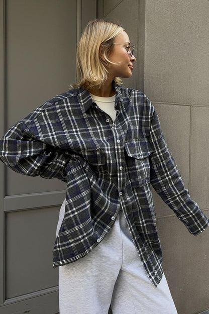 Plaid Striped Mid-length Blouse