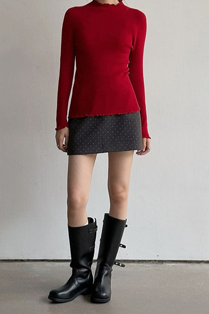 Polka Dot Wool A-line Skirt
