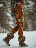 Women's Vintage Bohemian Art Print Slim-Fit Casual Pants