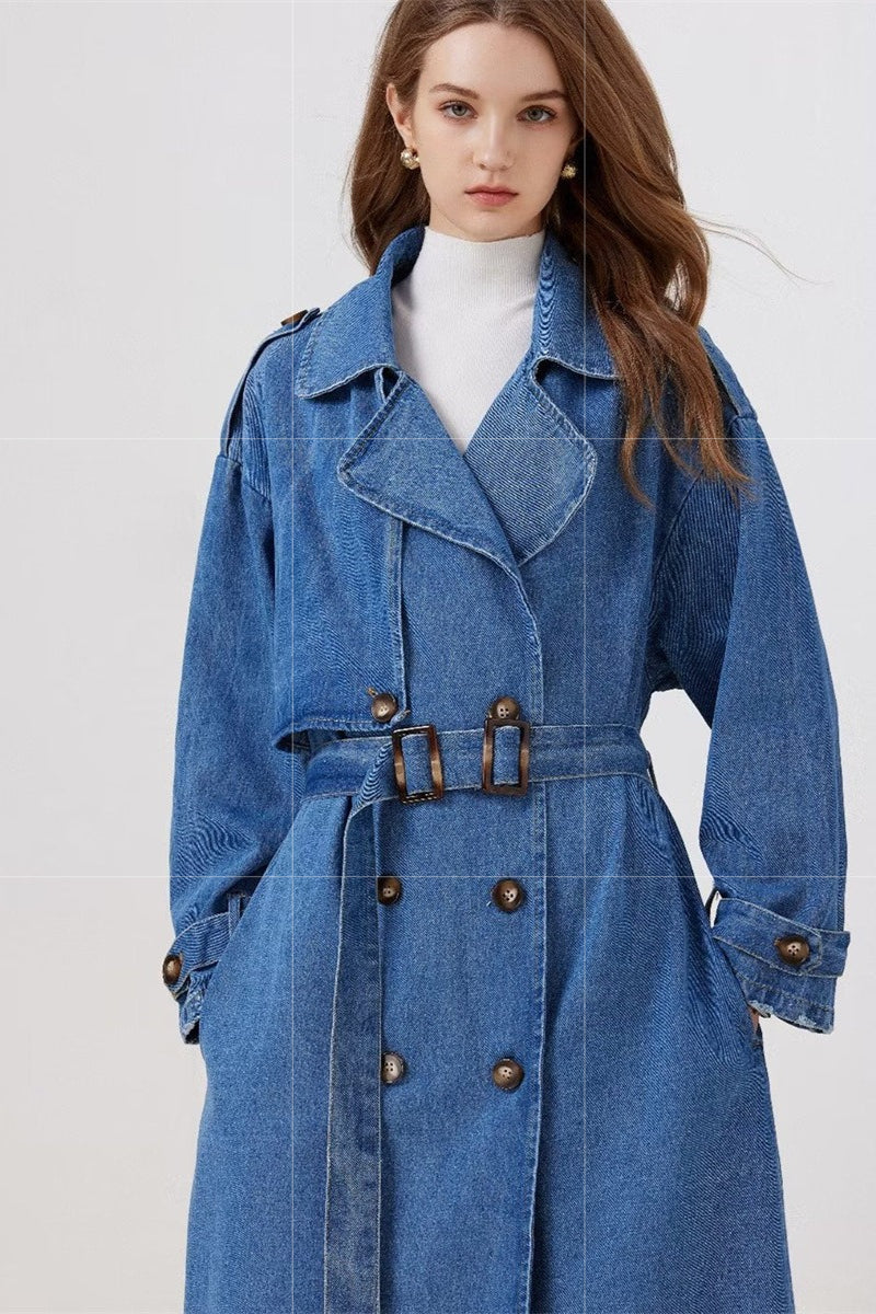 Denim Long Line Duster Overcoat