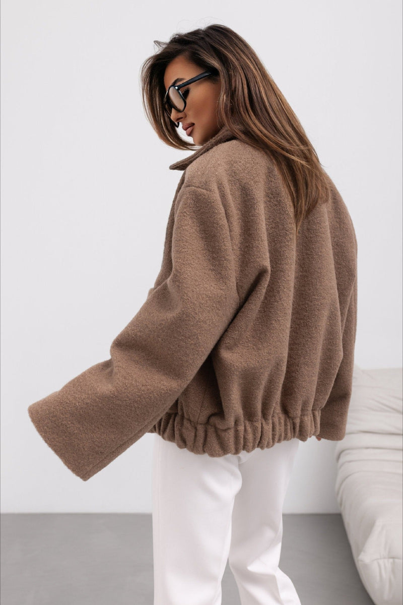 Wool Pocket Elastic Snap Coat
