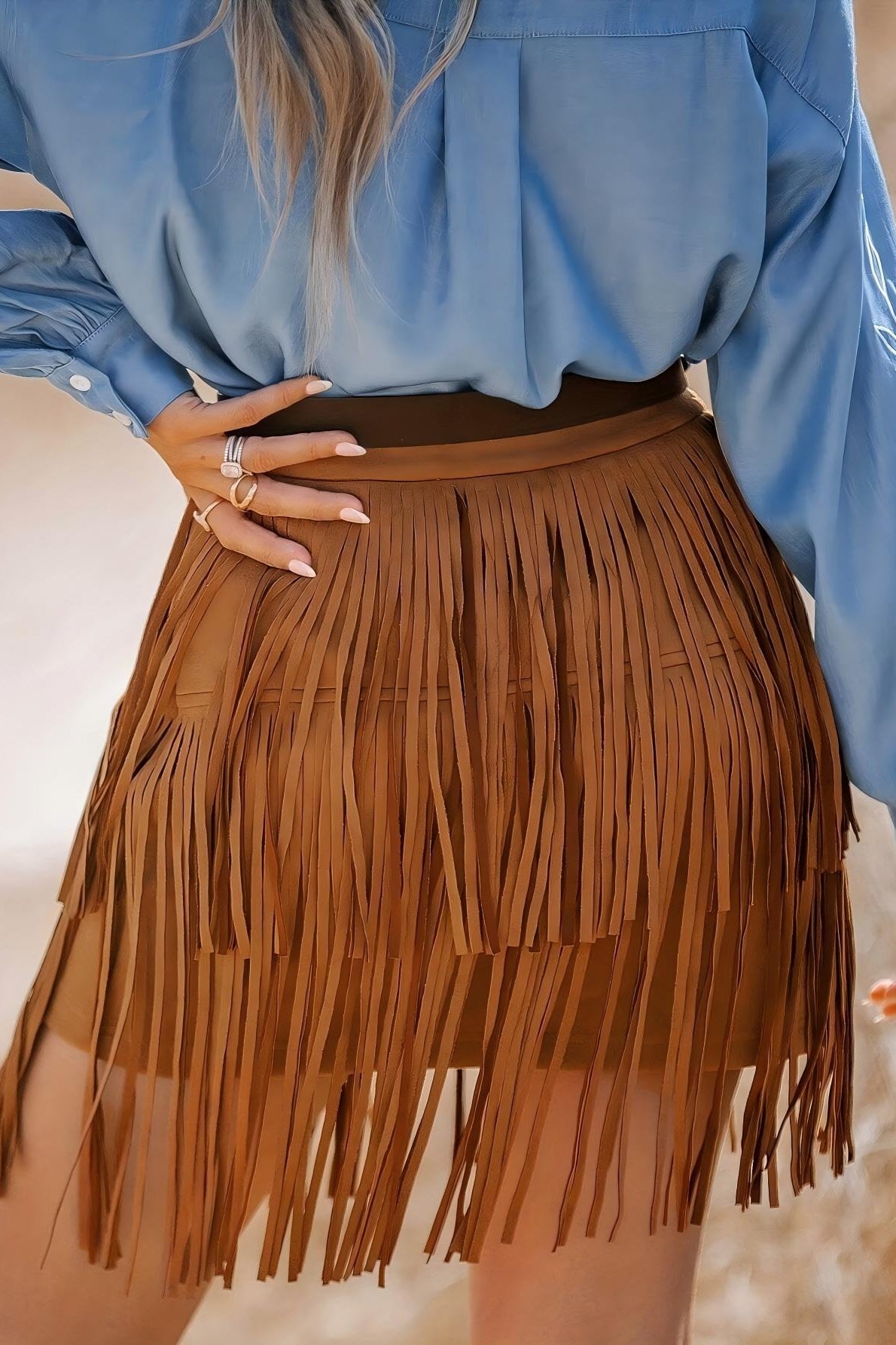 Fringe Mesh Mini Skirt