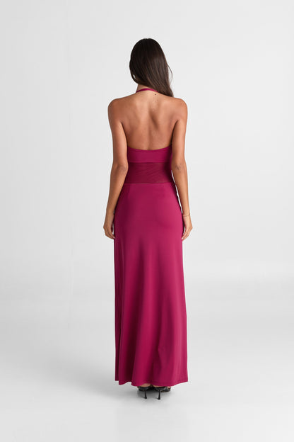 Arlenna — Maxi Dress With Sheer Mesh Waist for Evening Events