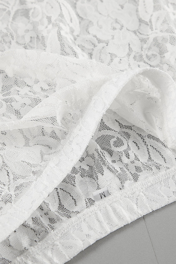 White Lace High Waist A-line Midi Skirt
