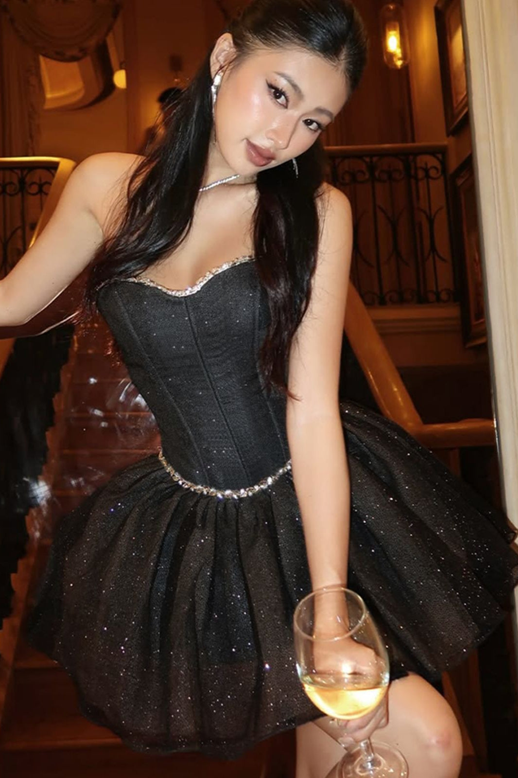Strapless Corset Black Birthday Mini Dress