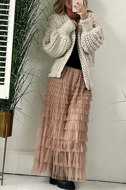 Touch of Fall Ballnoon Sleeve Loose Cardigan