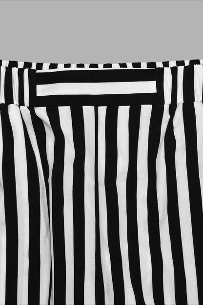 Button Down Striped Short Sleeve Blouse Shorts Set