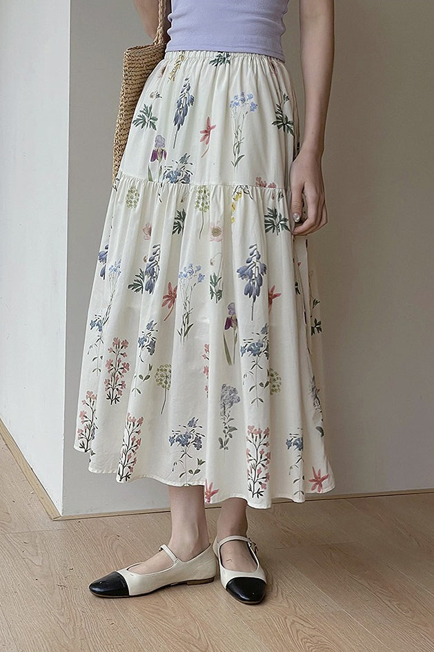 Pleated a - Line Midi Skirt
