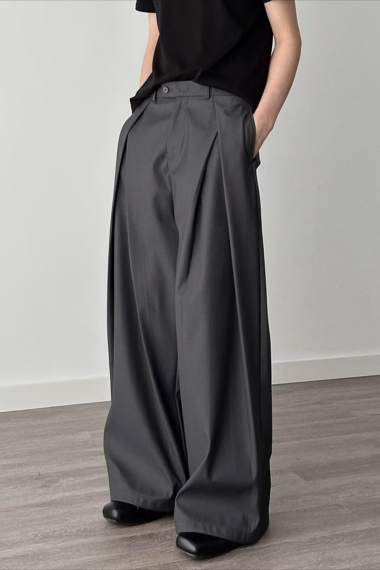 3d Pleat A-line Wide Leg Pants