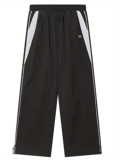 Contrast Color Hip Hop Drawstring Baggy Sweatpants