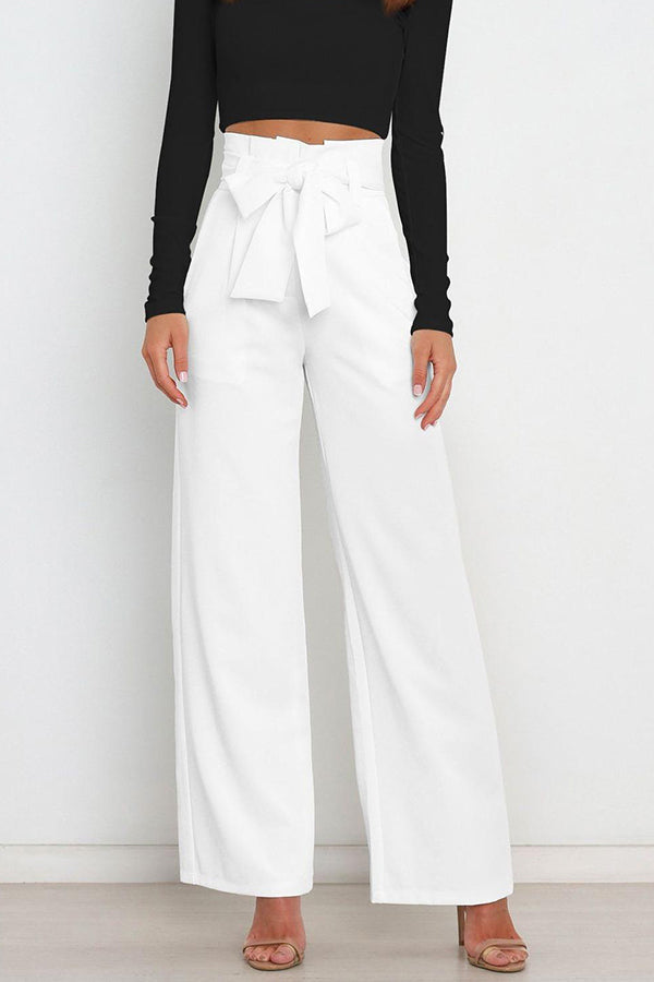 All-match Wide-leg Pants Tie-up Bow Trousers