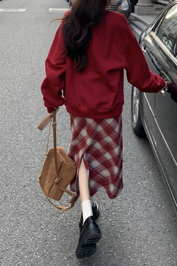 High Waist A-line Slit Skirt